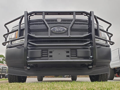Black powder coated steel grille guard with mounting hardware from Cattleman HD part number 1307P