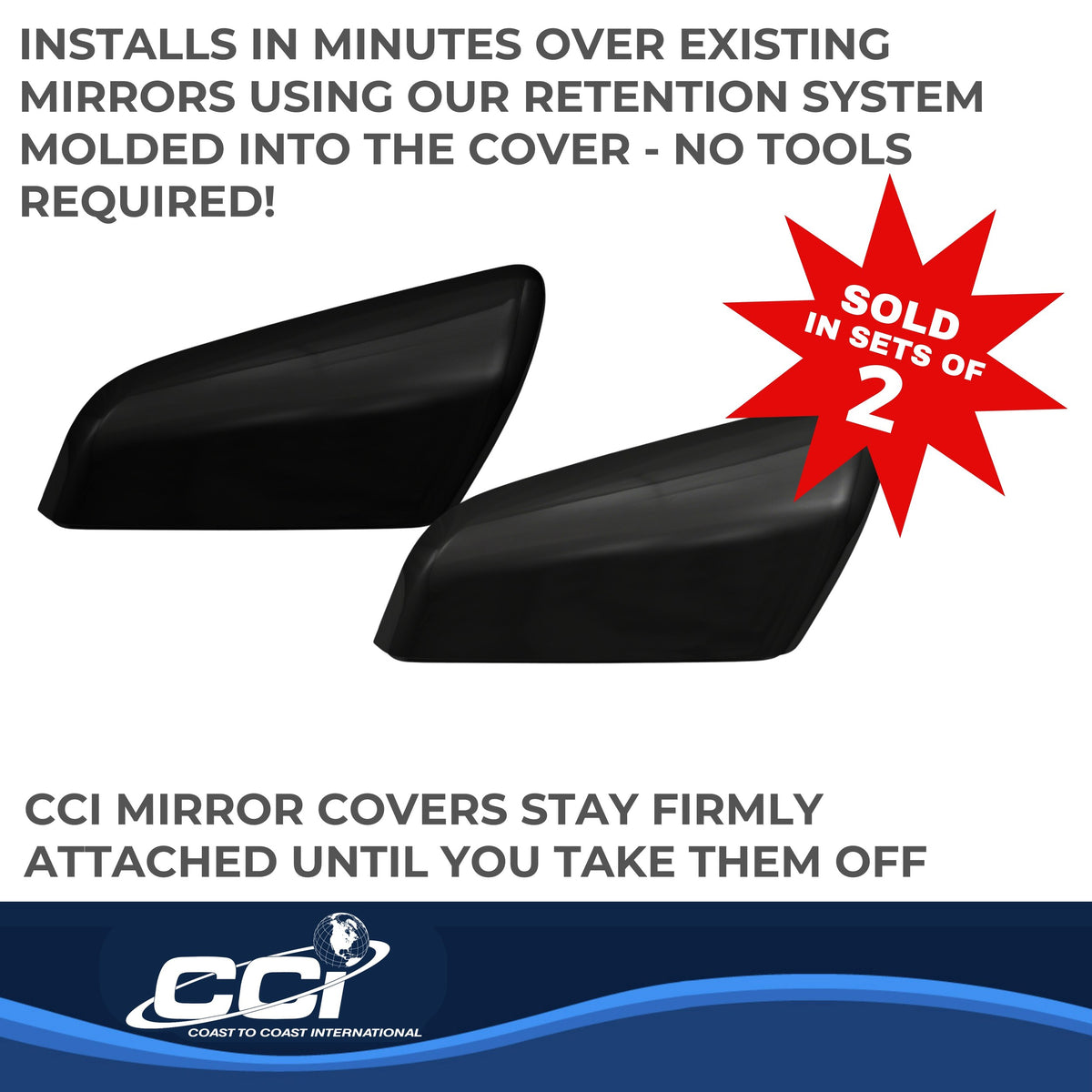 Black gloss painted abs plastic door mirror cover from Coast To Coast part number MC67527RBK