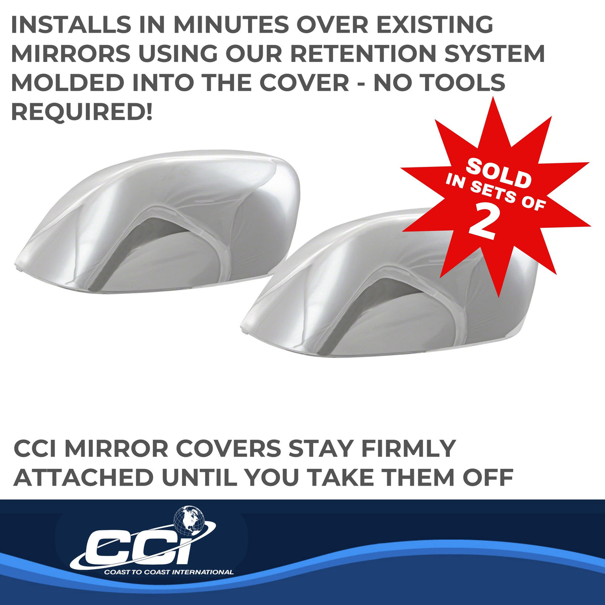 Silver chrome plated abs plastic door mirror cover from Coast To Coast part number MC67532R