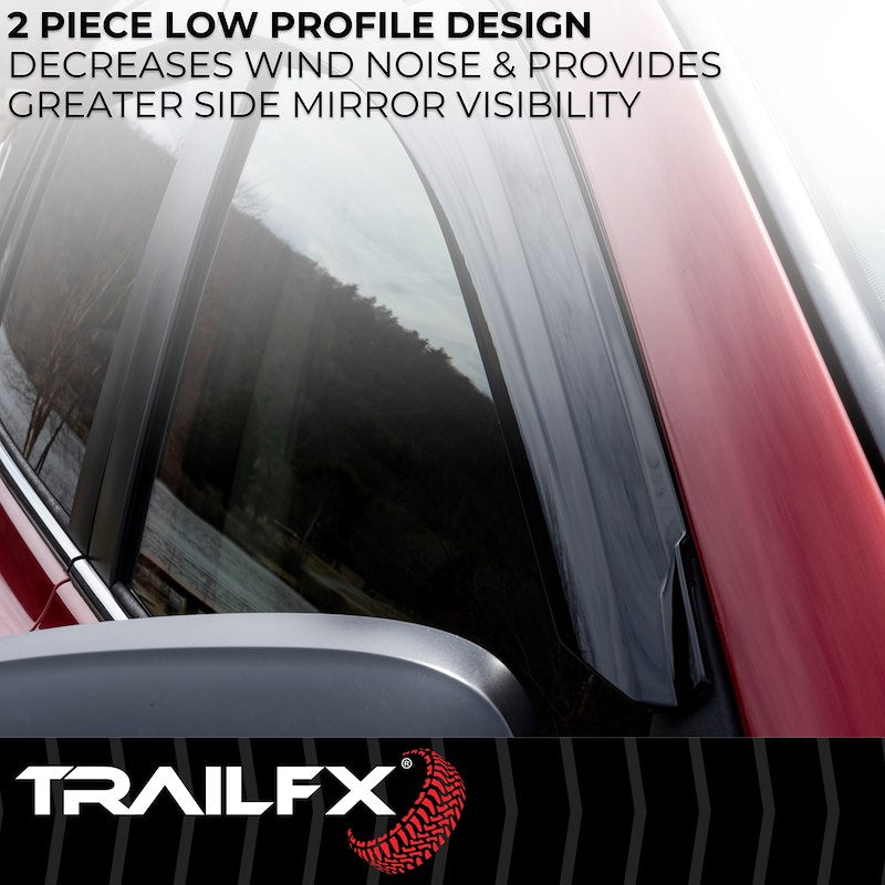 Smoke acrylic side window deflector with mounting hardware from TrailFX part number 2676H
