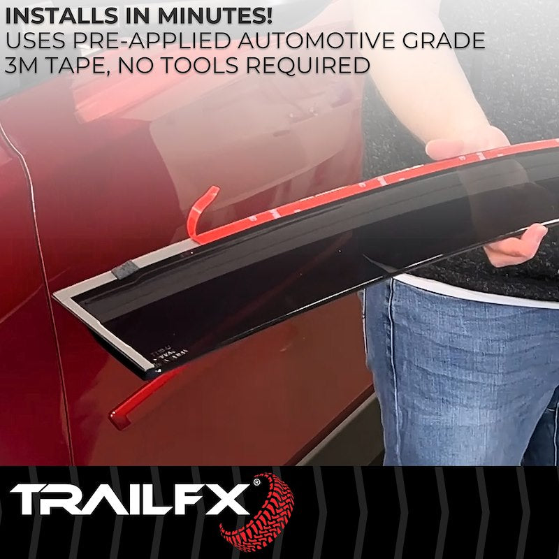 Smoke acrylic side window deflector with mounting hardware from TrailFX part number 2676H