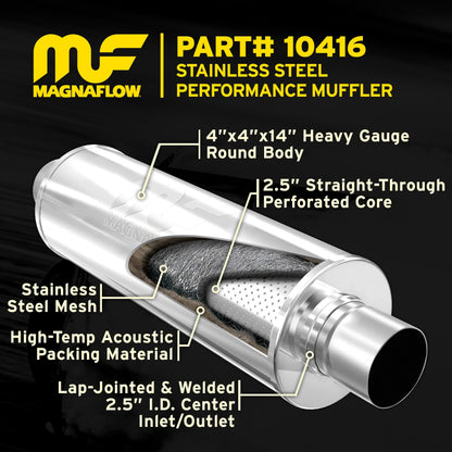 Satin exhaust muffler from MagnaFlow Exhaust Products part number 10416