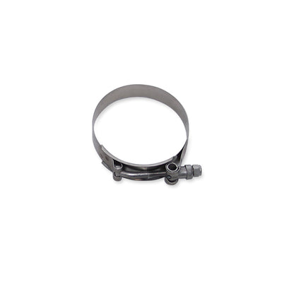 Silver plain stainless steel hose clamp from Mishimoto part number MMCLAMP-15