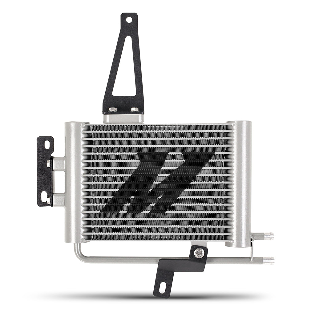 Natural aluminum automatic transmission oil cooler with mounting hardware from Mishimoto part number MMTC-TAC-05