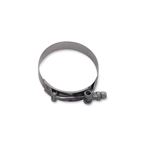 Silver plain stainless steel hose clamp from Mishimoto part number MMCLAMP-2