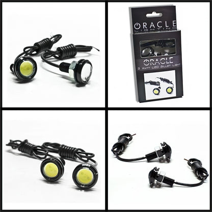White billet aluminum daytime running light with mounting hardware from Oracle Lighting part number 5410-001