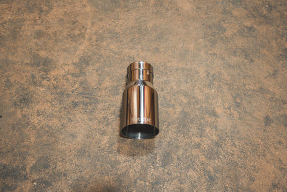 Brushed stainless steel exhaust tail pipe tip from Valvetronic Designs part number VTD.TIP.SW.25.35.BRSH