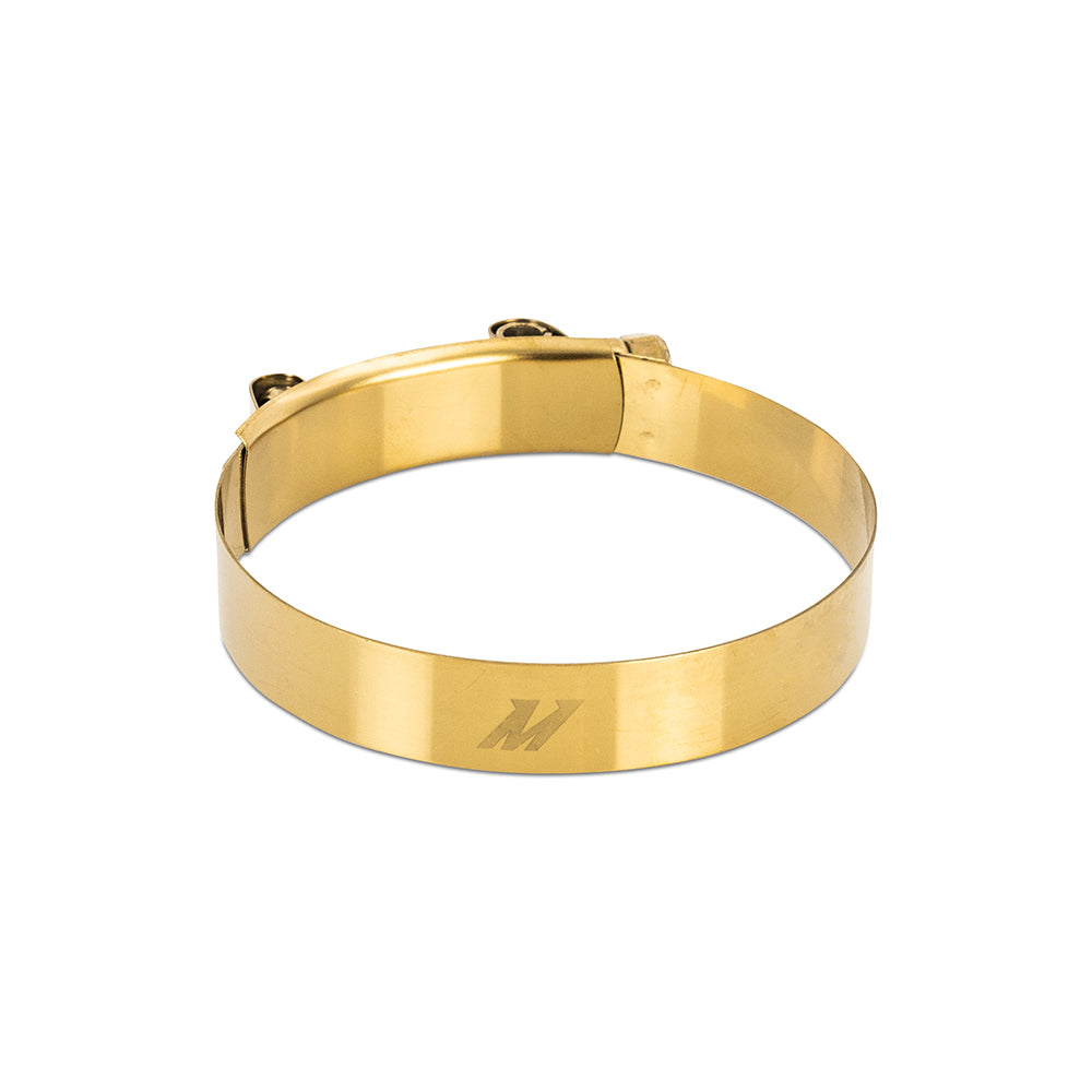 Gold plain stainless steel hose clamp from Mishimoto part number MMCLAMP-15GD