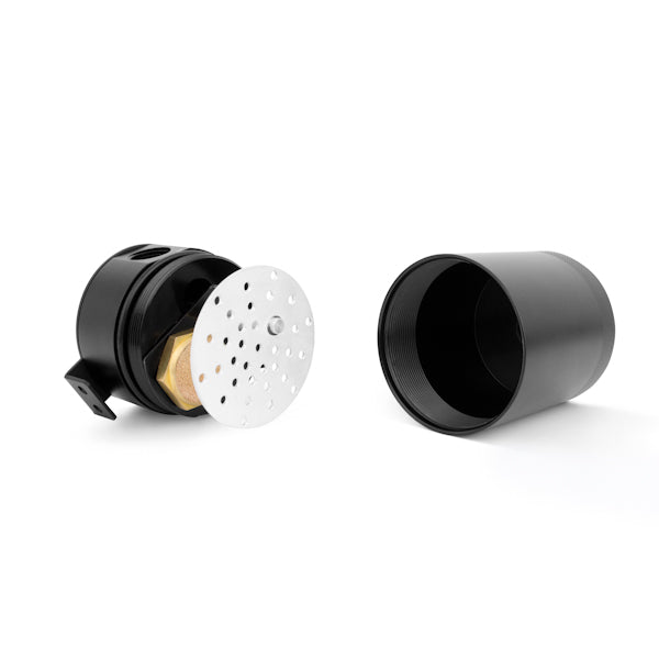 Black anodized engine oil catch can kit from Mishimoto part number MMBCC-EST-20PBE