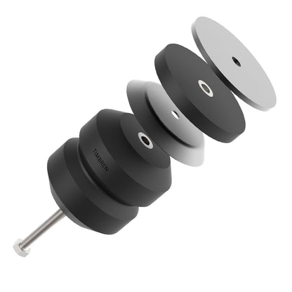 Black rubber suspension bump stop kit with mounting hardware from Timbren part number ABSFRRGR