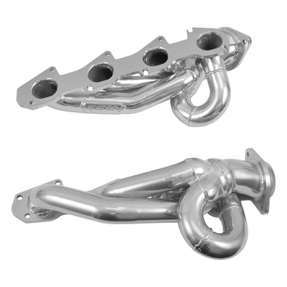 Polished silver mild steel exhaust header with mounting hardware from BBK Performance Parts part number 40140