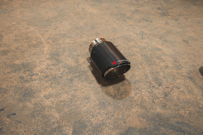 Carbon fiber stainless steel exhaust tail pipe tip from Valvetronic Designs part number VTD.TIP.SLVE.30.35.RC