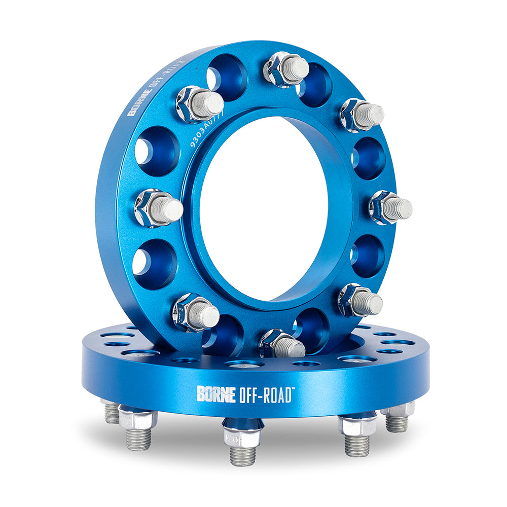 Blue anodized aluminum wheel spacer kit from Mishimoto part number BNWS-006-381BL