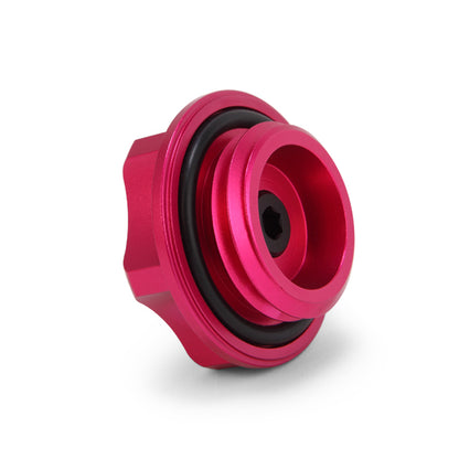 Pink aluminum engine oil filler cap from Mishimoto part number MMOFC-SUB-PK
