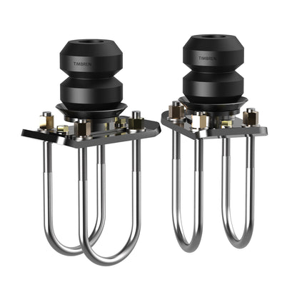 Black rubber suspension bump stop kit with mounting hardware from Timbren part number ABSTRFK