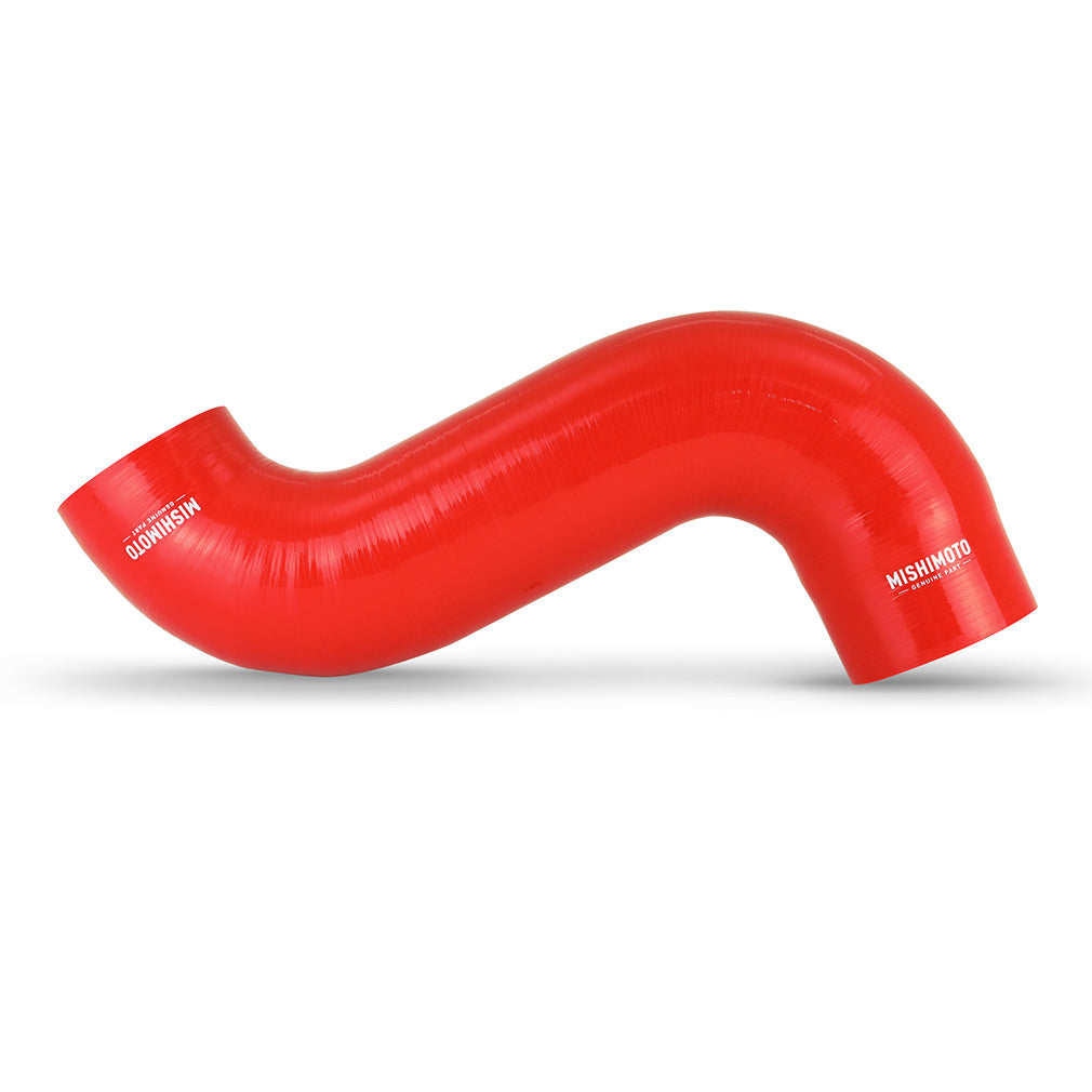 Red rubber engine air intake hose from Mishimoto part number MMHOSE-RAM-03IHRD