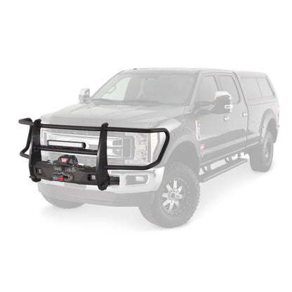 Black powder coated steel winch mount from Warn part number 108001
