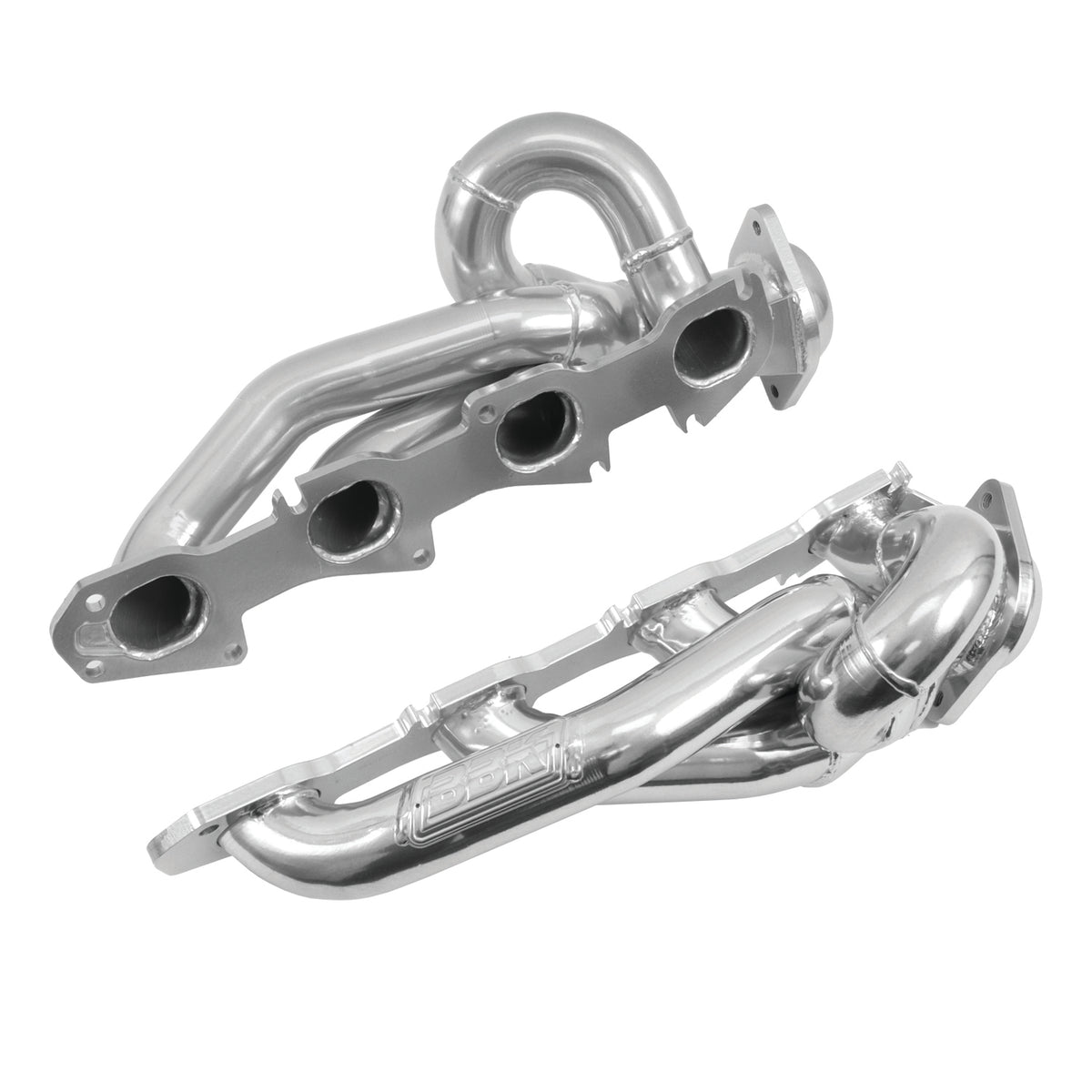 Polished silver mild steel exhaust header with mounting hardware from BBK Performance Parts part number 40140