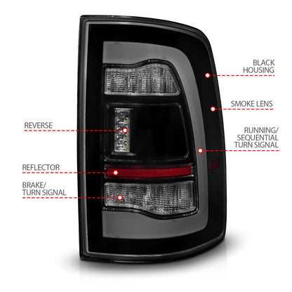 Black plastic tail light set from ANZO USA part number 311470