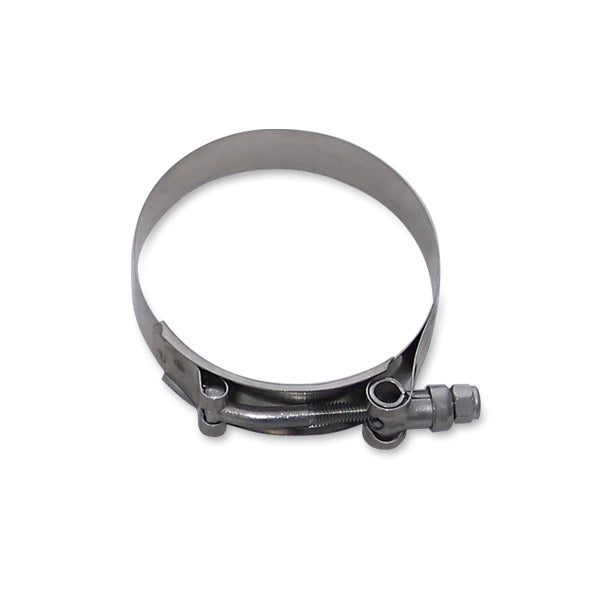 Silver plain stainless steel hose clamp from Mishimoto part number MMCLAMP-2