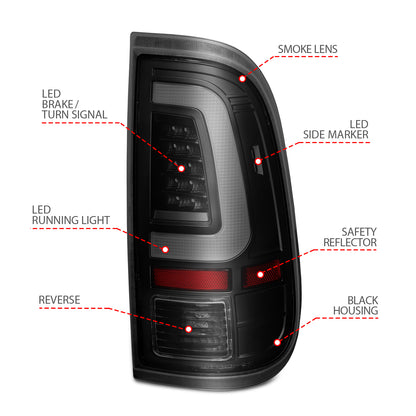 Black plastic tail light set from ANZO USA part number 311379