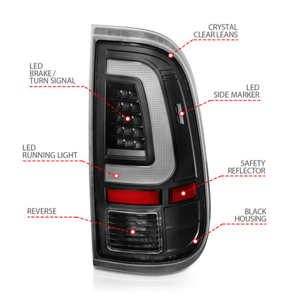 Black plastic tail light set from ANZO USA part number 311356