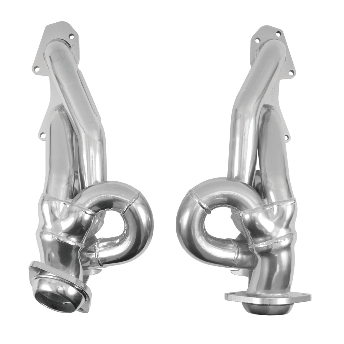 Polished silver mild steel exhaust header with mounting hardware from BBK Performance Parts part number 40140