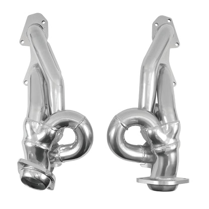 Polished silver mild steel exhaust header with mounting hardware from BBK Performance Parts part number 40140