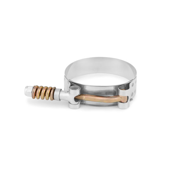 Silver plain stainless steel hose clamp from Mishimoto part number MMCLAMP-2