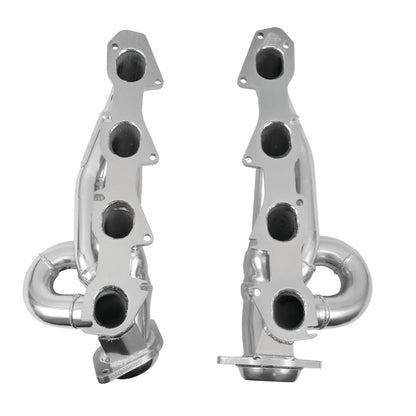 Polished silver mild steel exhaust header with mounting hardware from BBK Performance Parts part number 40140