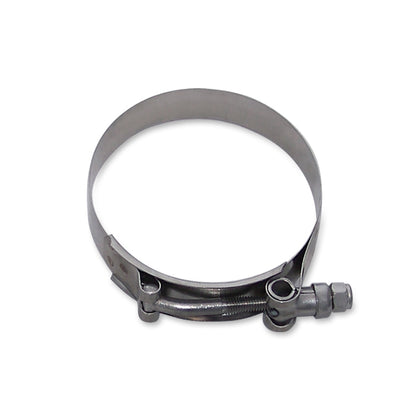 Silver plain stainless steel hose clamp from Mishimoto part number MMCLAMP-2