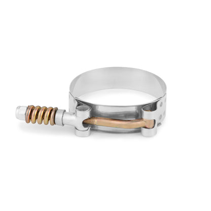 Silver plain stainless steel hose clamp from Mishimoto part number MMCLAMP-2